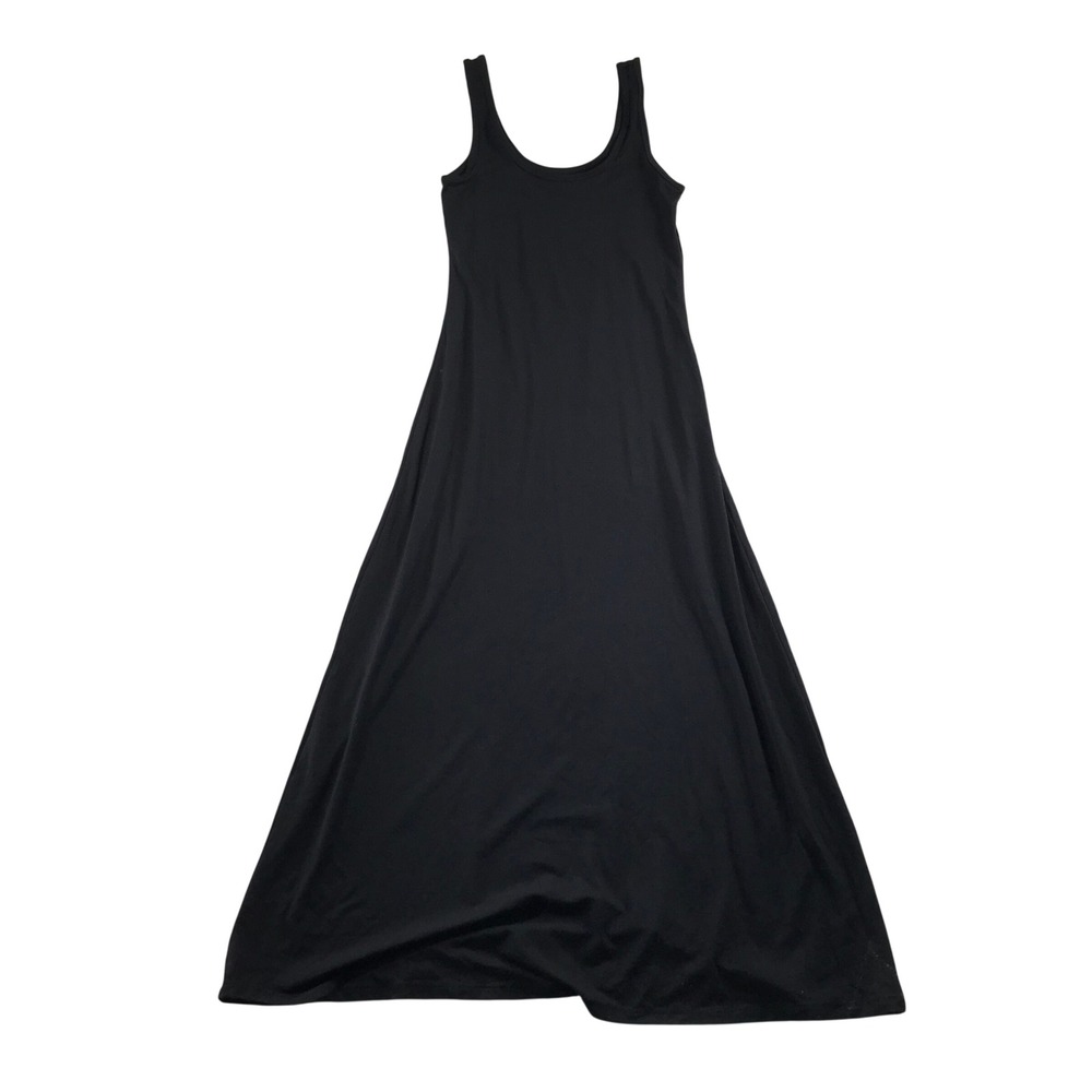Storq Black Modal Maternity Maxi Tank Dress Size 1 Scoop Neck Stretch Jersey